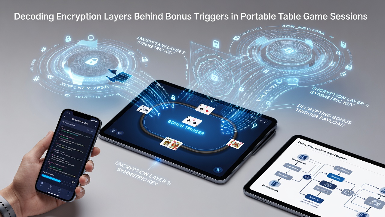 Network diagram illustrating encryption layers securing bonus triggers in mobile table games